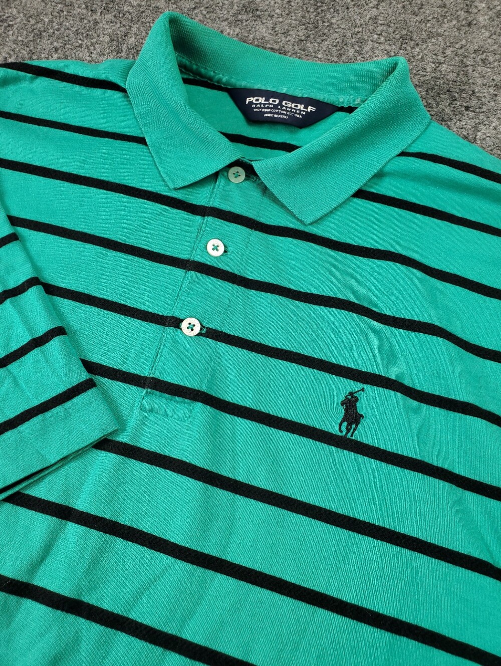 Vintage 90s Polo Golf Ralph Lauren Polo Shirt Large Pima Cotton Silk Striped